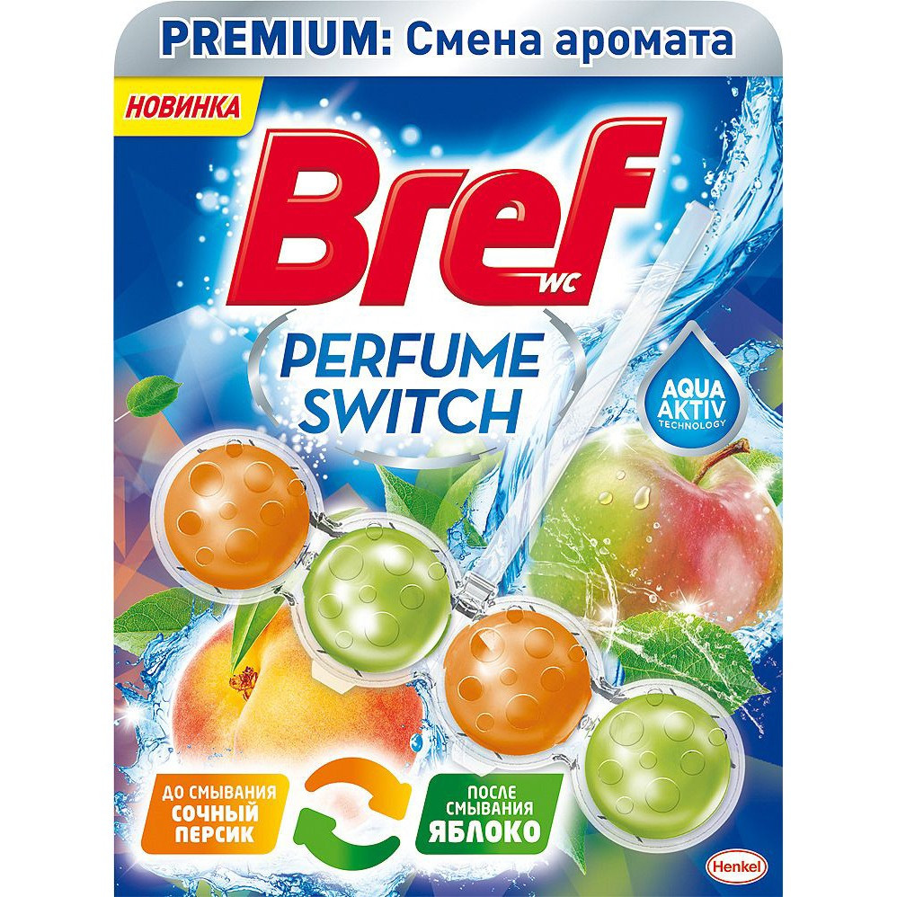 Туалетный блок подвесной Bref Perfume Switch Сочный персик - Яблоко, 50 г